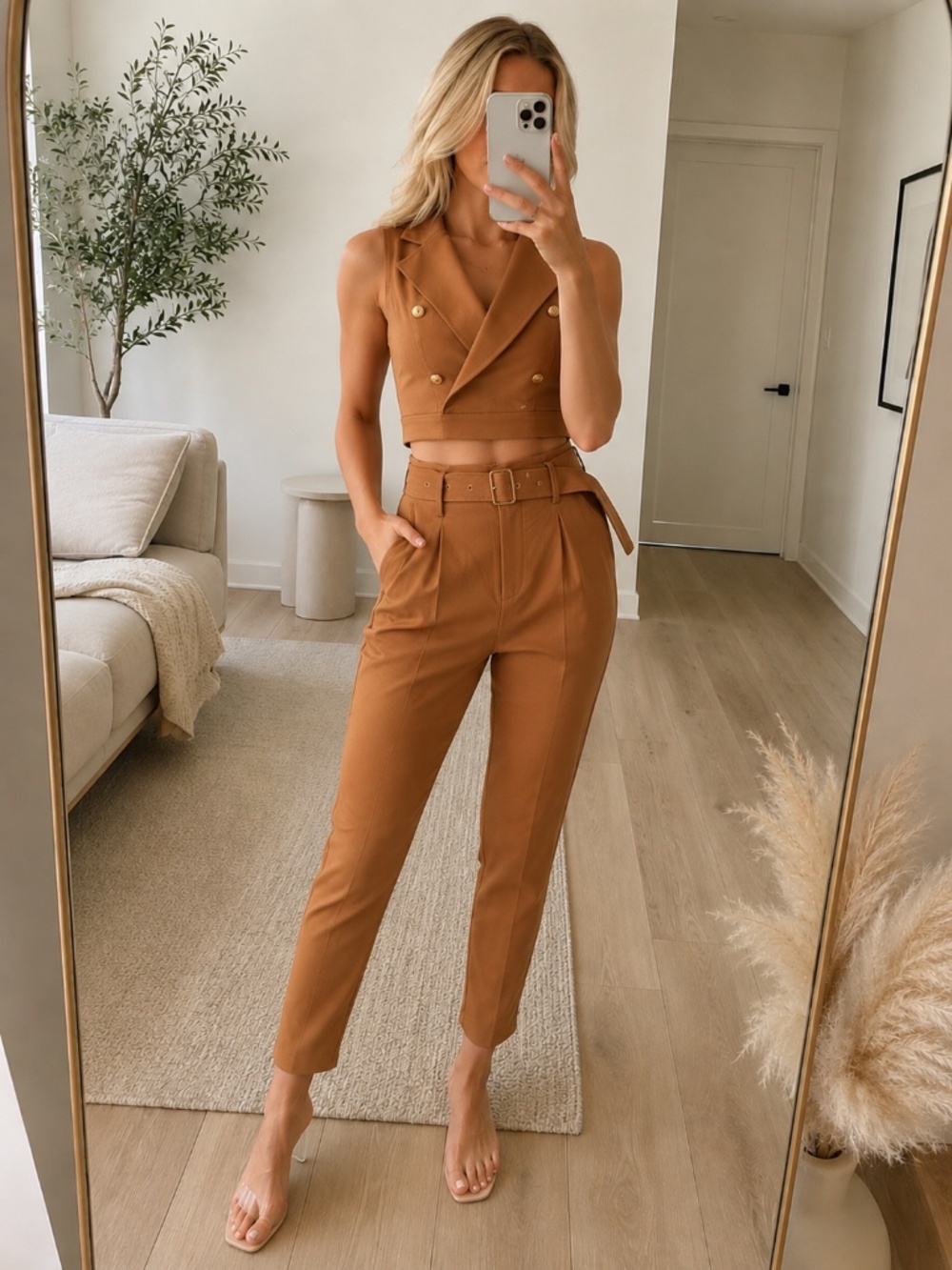 NWT Rust Cropped Blazer Trouser Pants Set Small